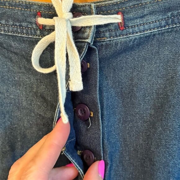 i.e. Relaxed Women's Size 8 Blue Denim Maxi Skirt with Pockets & Slit - Picture 4 of 7